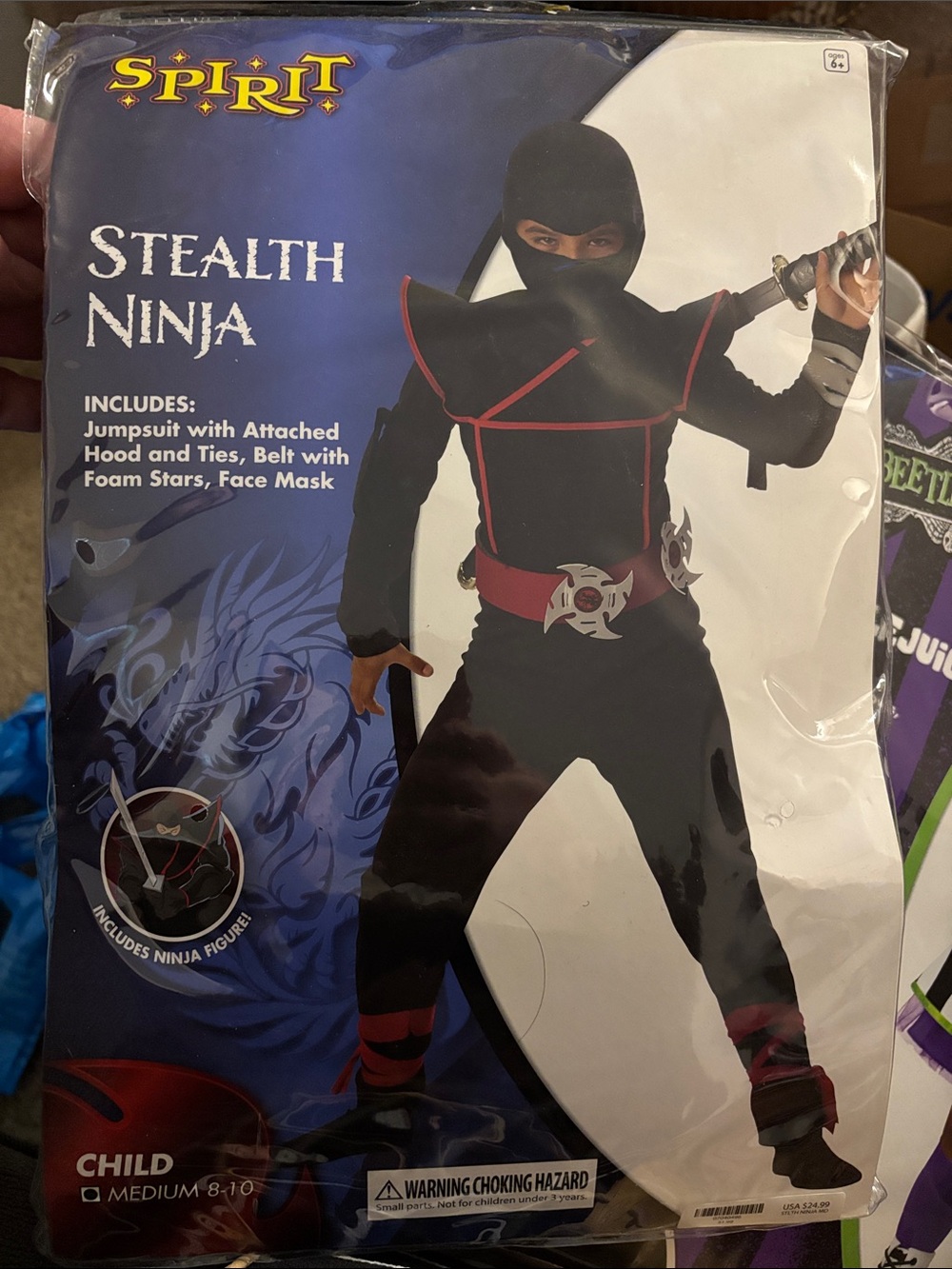 Spirit Stealth Ninja Costume - Black with Red Accents
